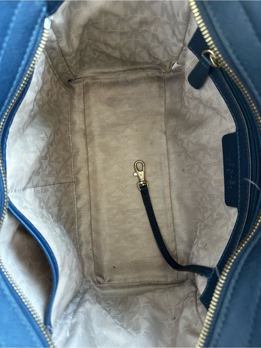 Michael Kors Selma Saffiano Leather Satchel Messenger Handbag Medium Navy Blue - Picture 12 of 15